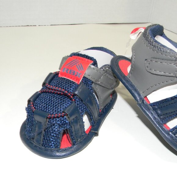 RBX Infant Close Toe Sandals Shoes Size 2 Boys Navy Blue Red NWT Crib Shoes - Picture 4 of 6